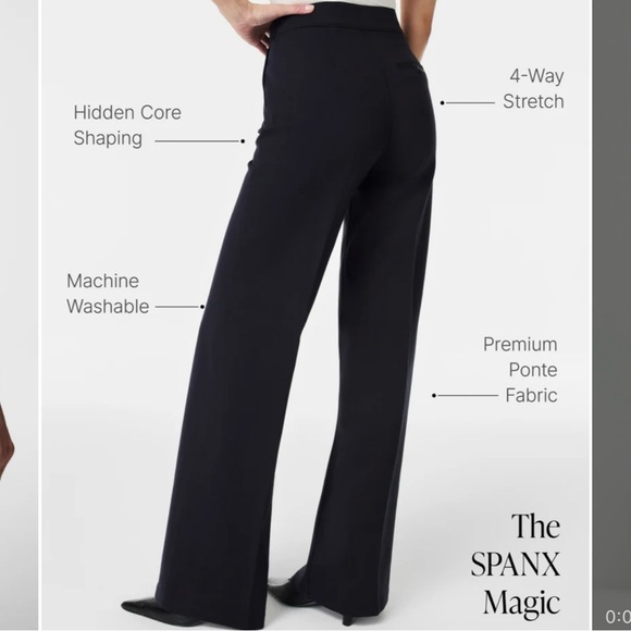 SPANX Super smooth Perfect Fit Ponte  Black Wide Leg Pants Size L - Picture 3 of 12
